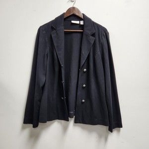 Chicos Womens Long Sleeve 3 Button Blazer Size XL Black Notched Collar